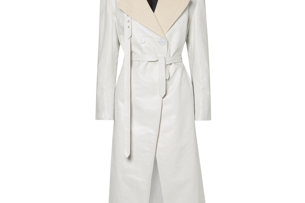 peter do canvas trimmed leather trench coat