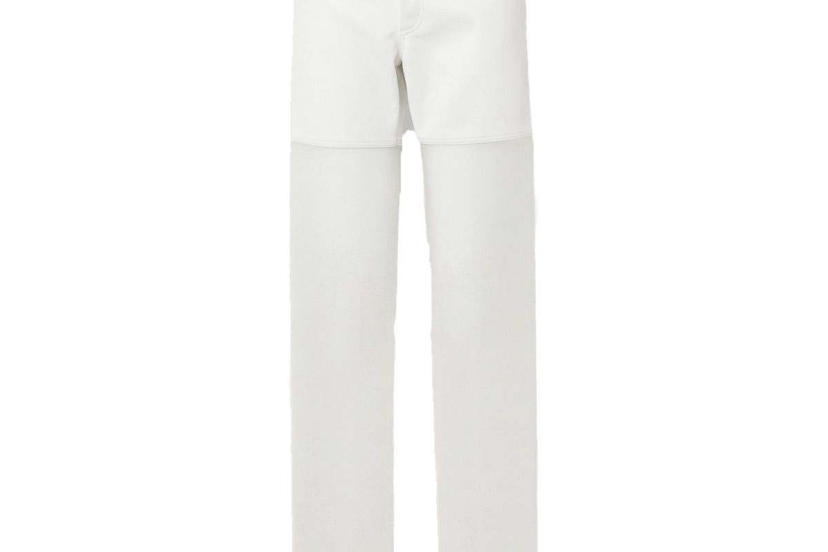 peter do paneled faux leather and organza straight leg pants