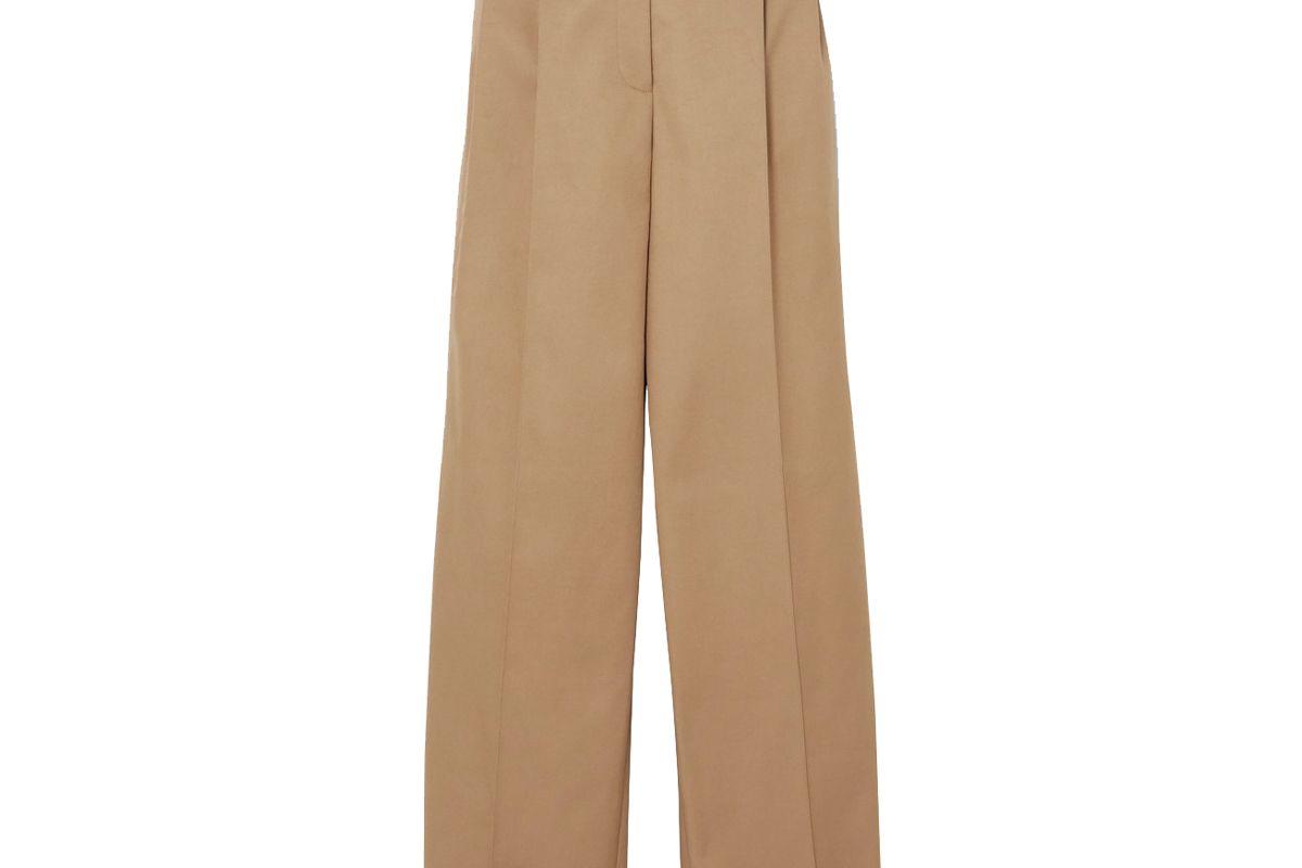 peter do pleated cotton twill wide leg pants
