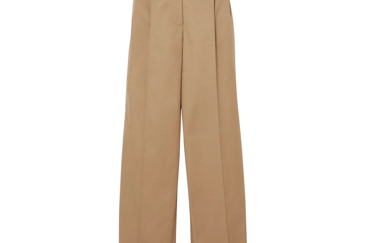 peter do pleated cotton twill wide leg pants
