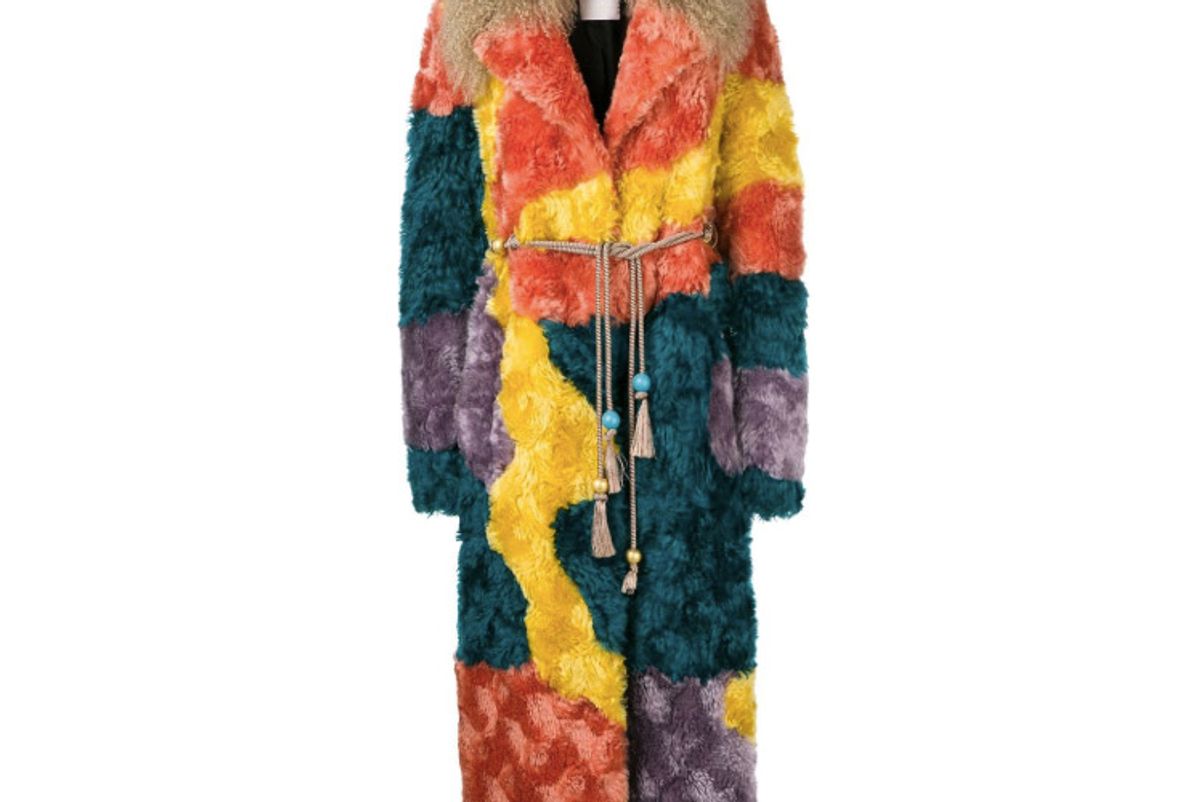 peter pilotto multicoloured shearling coat