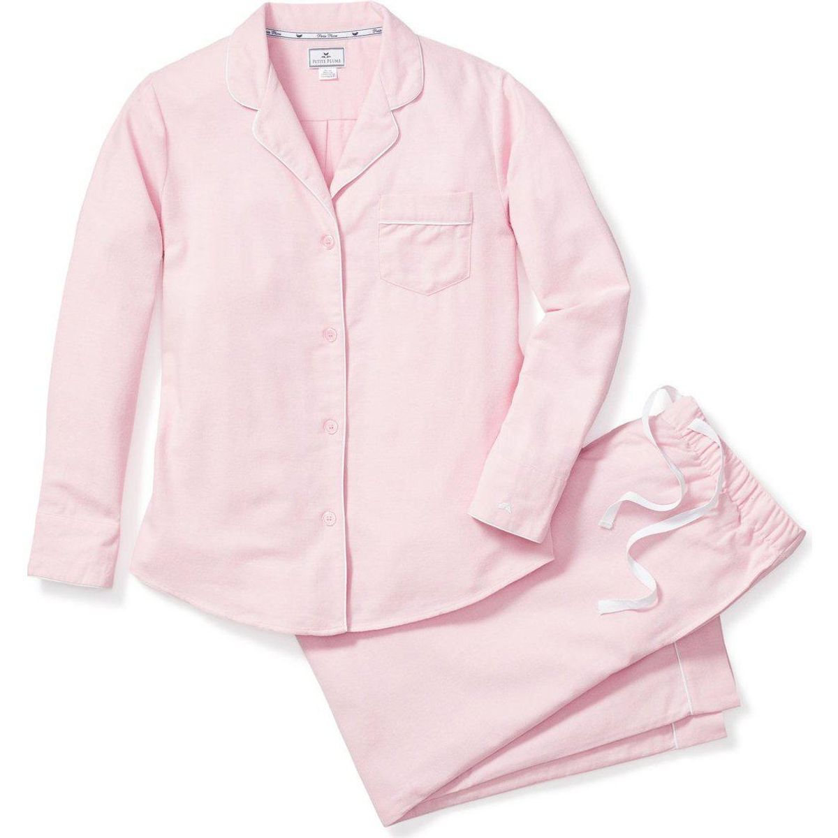 petite plume womens pajama set pink flannel