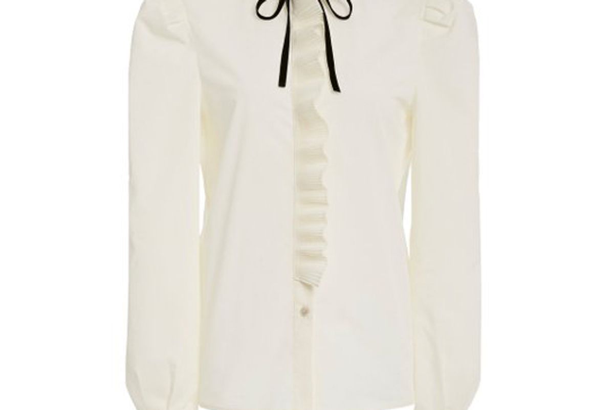philosophy di lorenzo serafini tie detailed ruffled crepe blouse