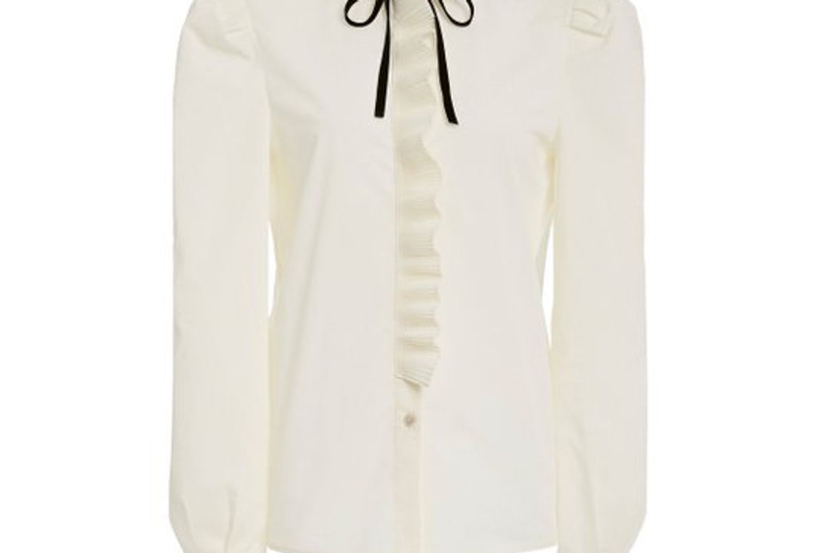 philosophy di lorenzo serafini tie detailed ruffled crepe blouse