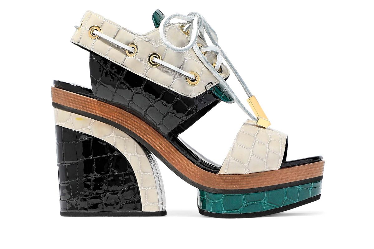 pierre hardy deer color block croc effect patent leather platform sandals