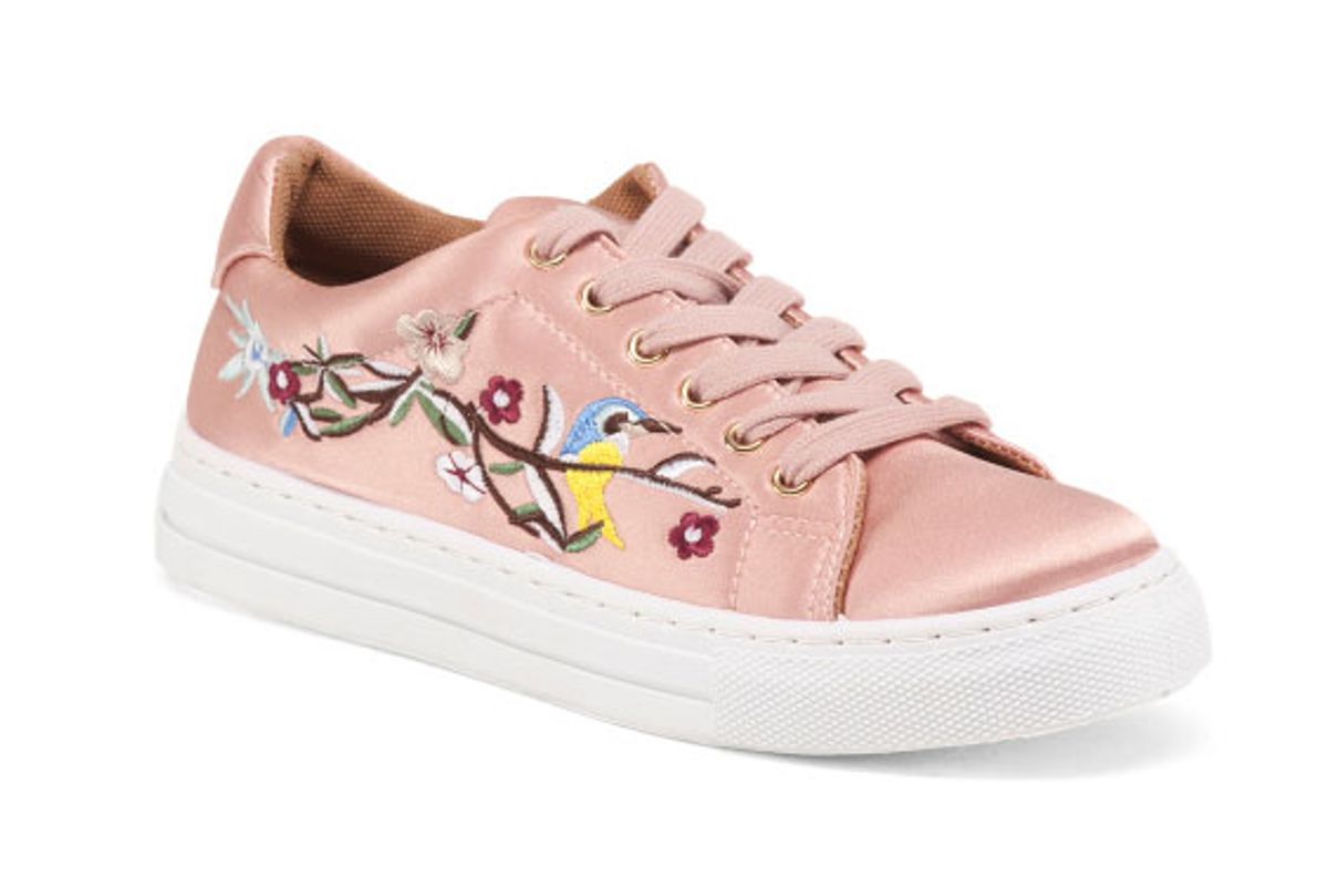 Lace Up Embroidered Sneakers