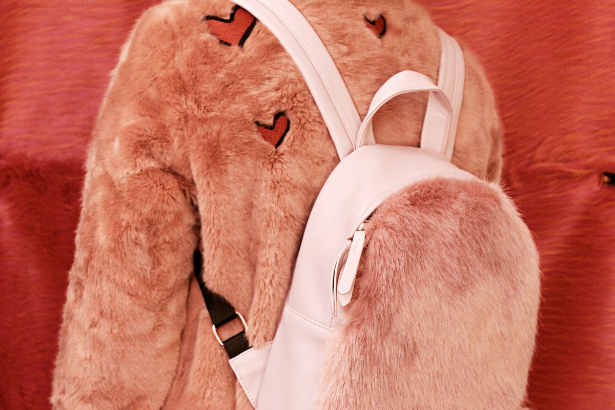 Pink Faux Fur Backpack