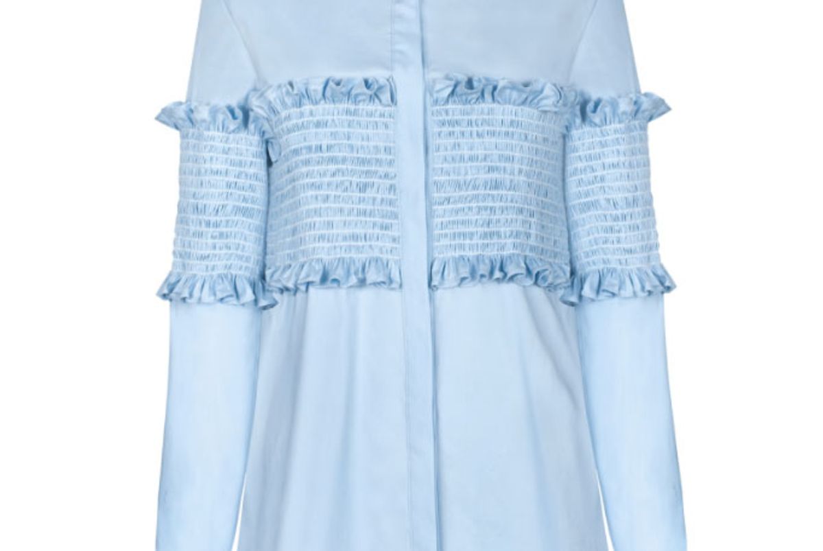 Light Blue Smocked Shirt