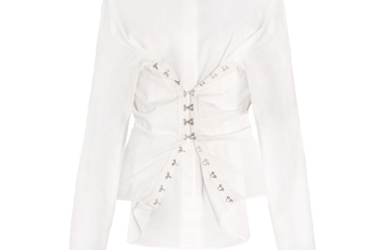 White Hook and Eye Corset Shirt