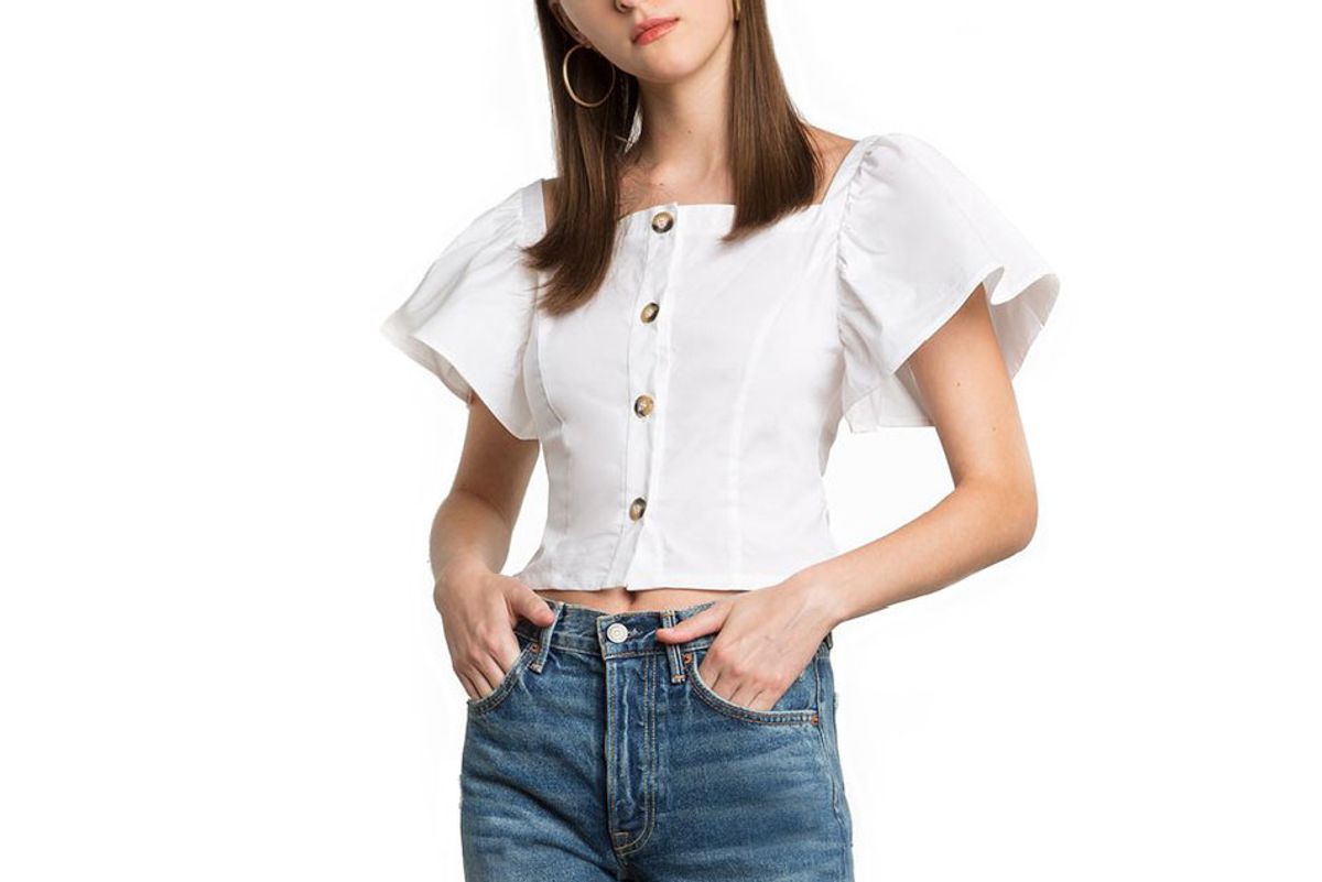 Gia Flutter Sleeve Button Top