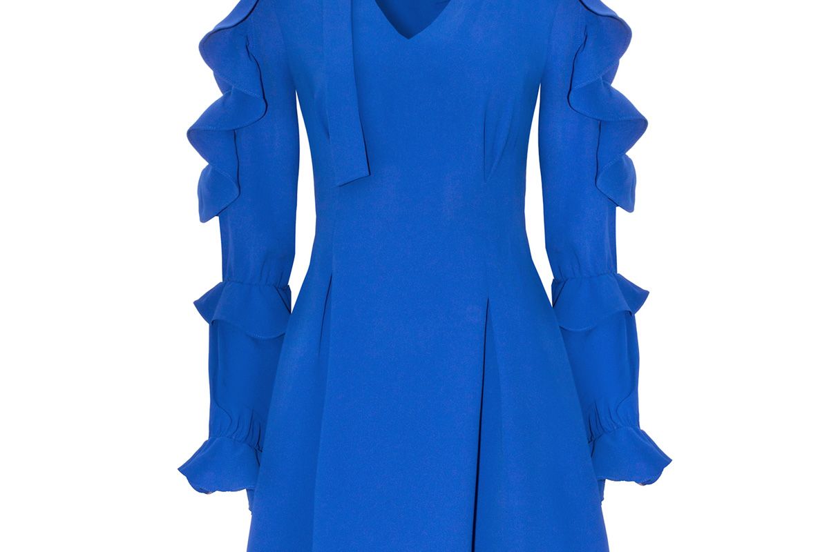 Sophie Blue Choker Ruffled Dress