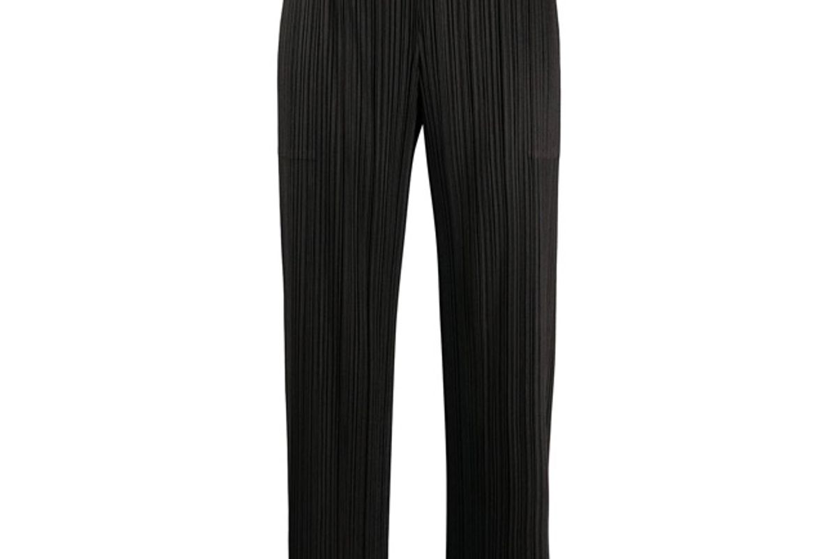 pleats please issey miyake pleated cropped trousers