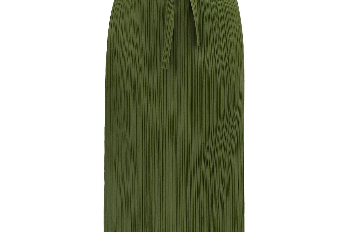 pleats please issey miyake sash waist pleated jersey midi skirt