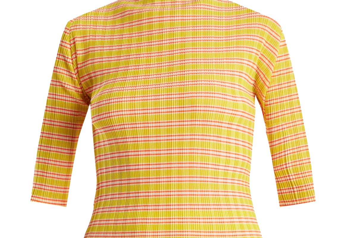 pleats please issey miyake striped pelated top