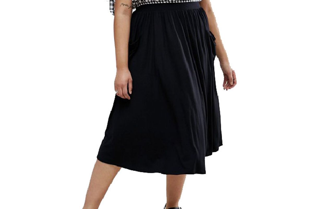 Curve Jersey Midi Skirt with Pockets