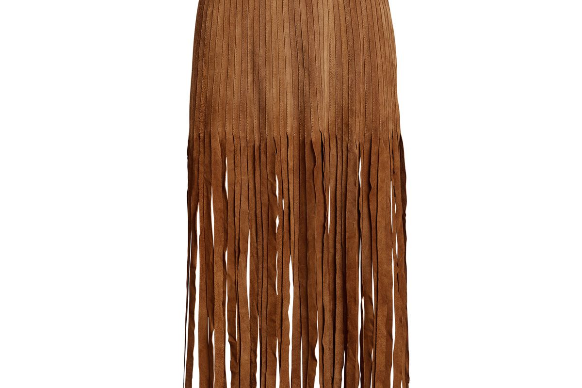 polo ralph lauren fringe trim suede skirt