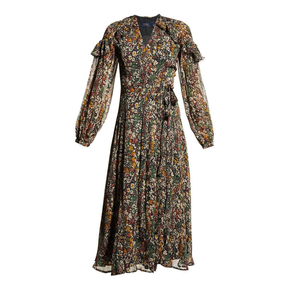 polo ralph lauren junia crinkled floral wrap dress