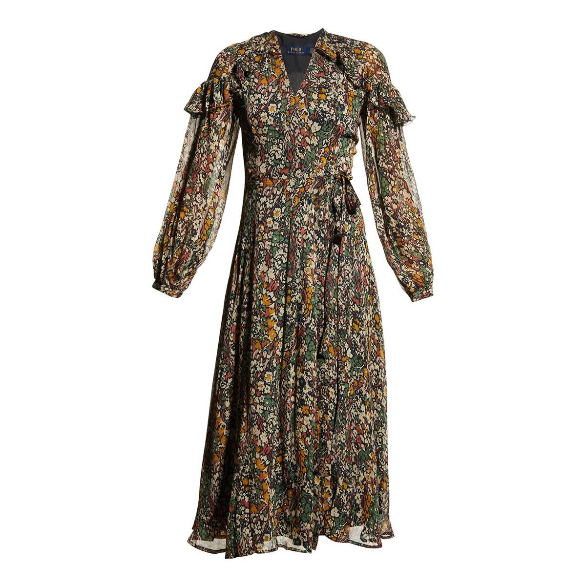 polo ralph lauren junia crinkled floral wrap dress