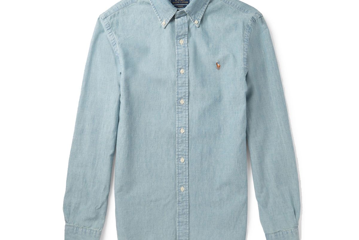 Slim-Fit Washed Cotton-Chambray Shirt