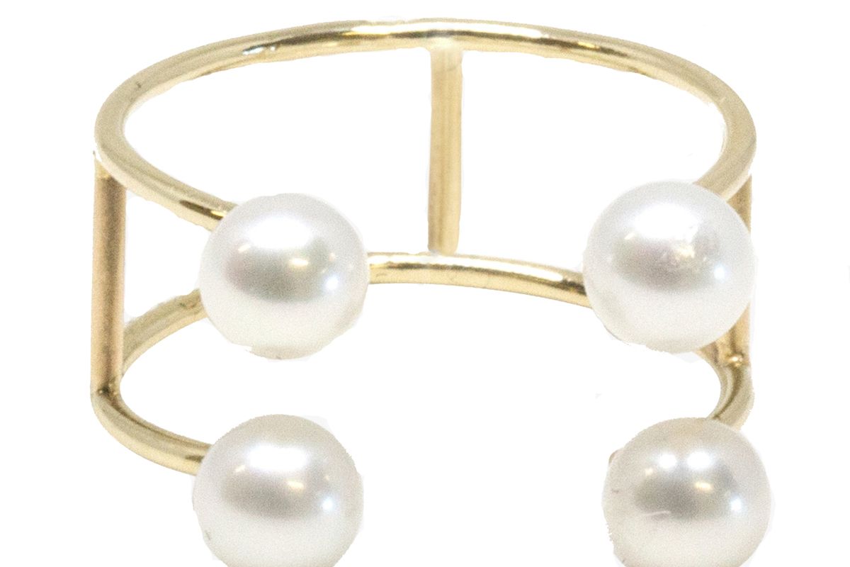 poppy finch double baby pearl ring