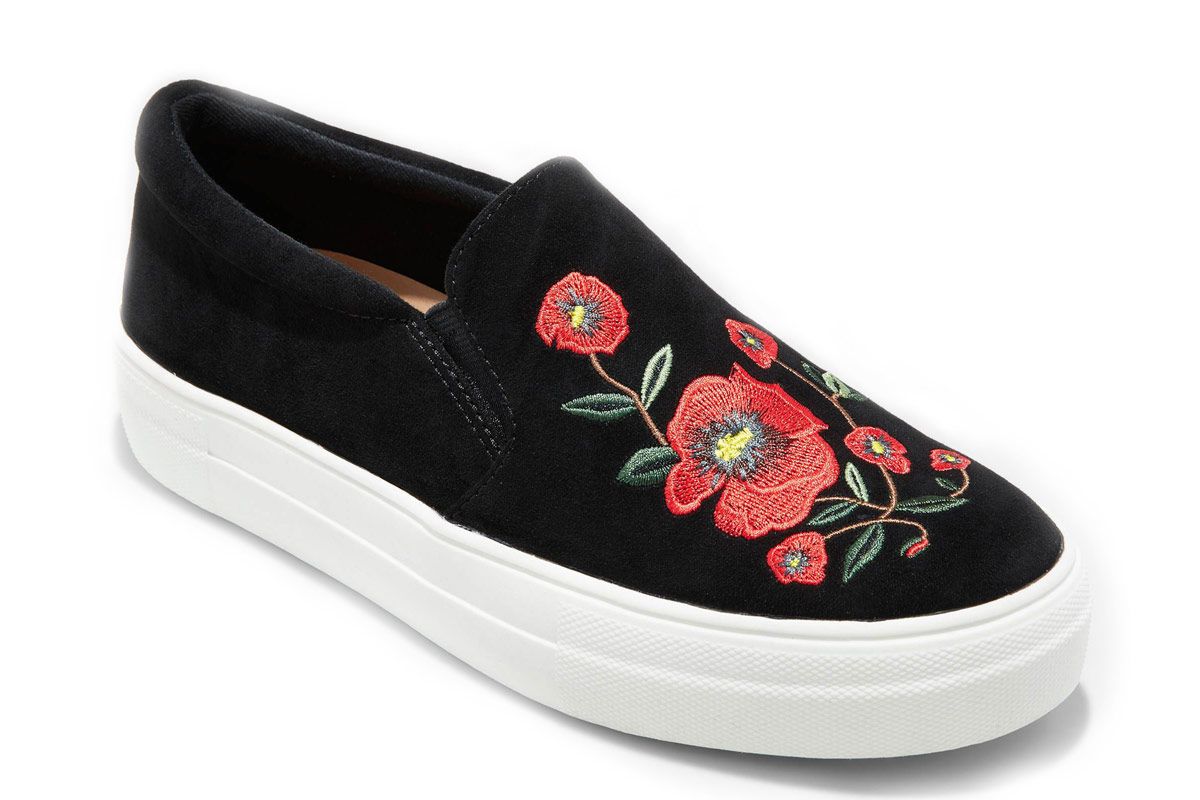 Women’s Slip On Platform Embroidered Sneakers