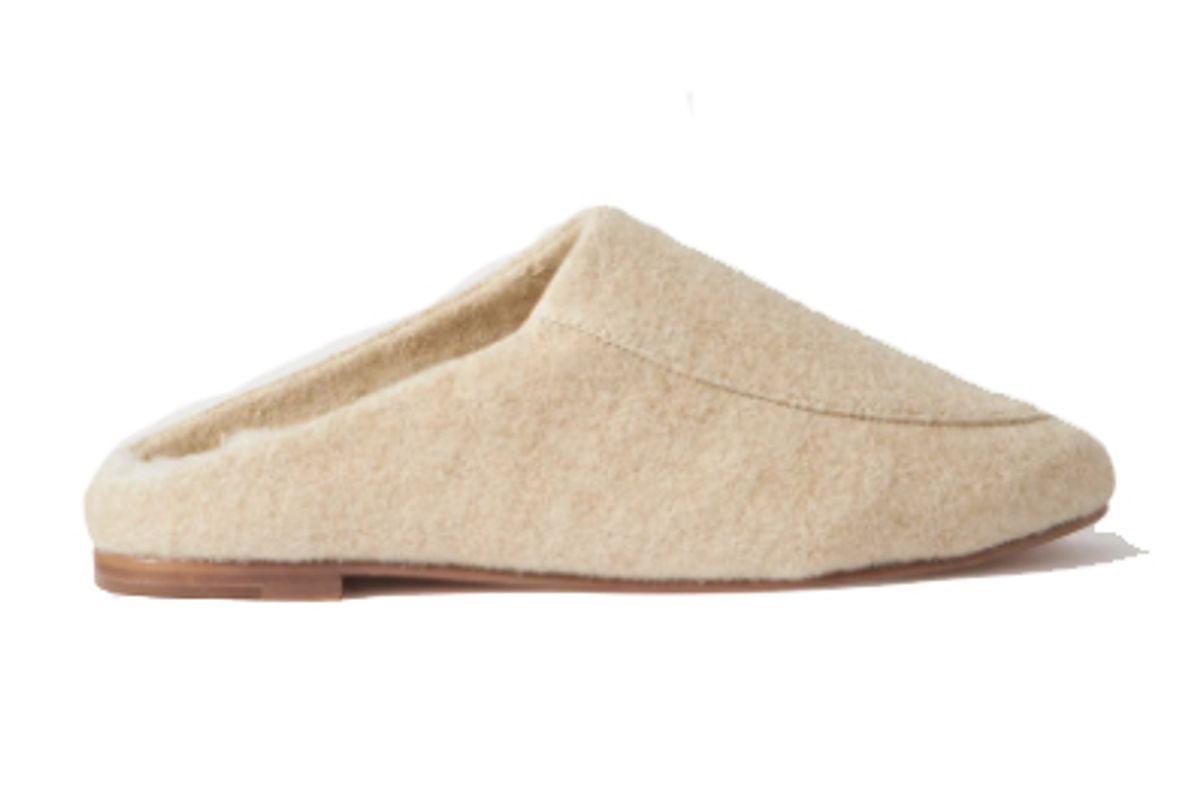 porte and paire shearling lined felt slippers