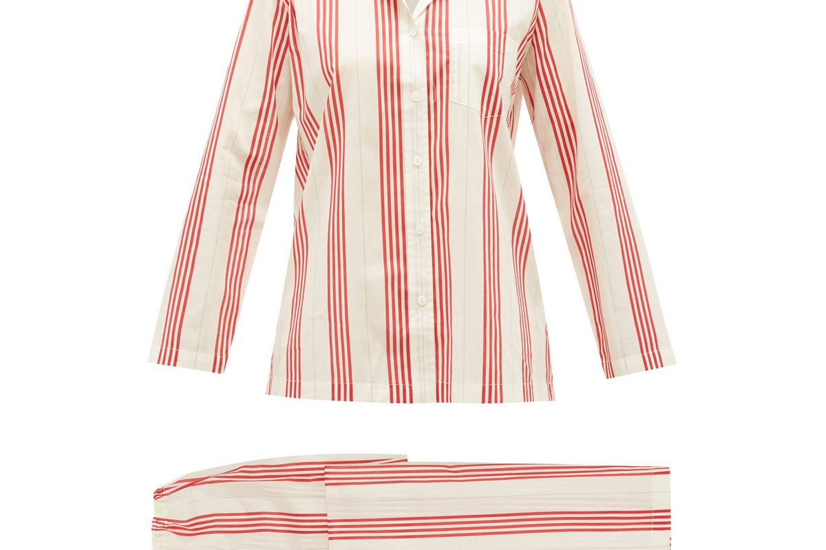 pour les femmes striped cotton voile pyjamas