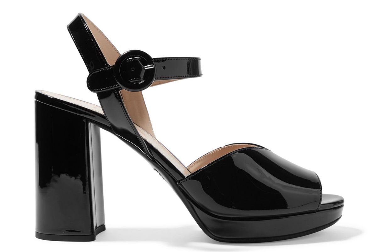 prada 95 patent leather platform sandals