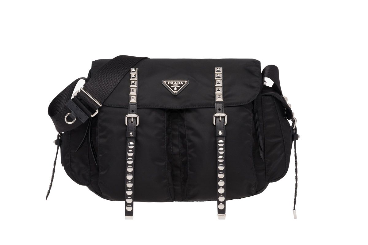 prada black nylon shoulder bag