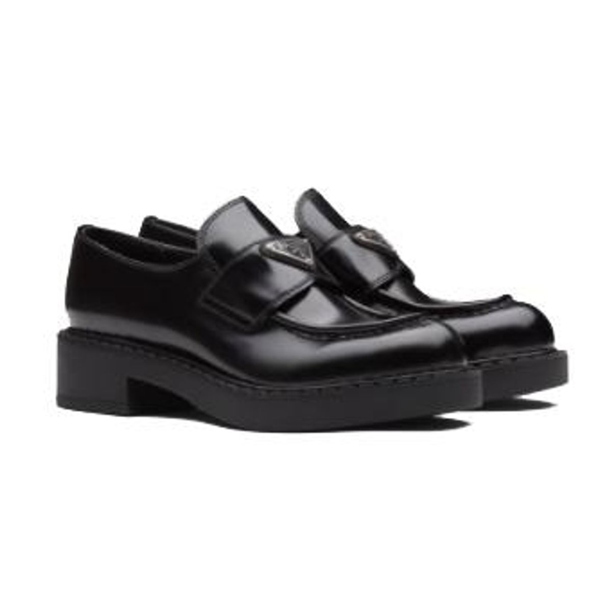 prada brushed leather loafers