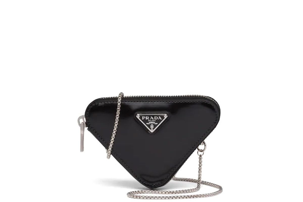 prada brushed leather mini pouch