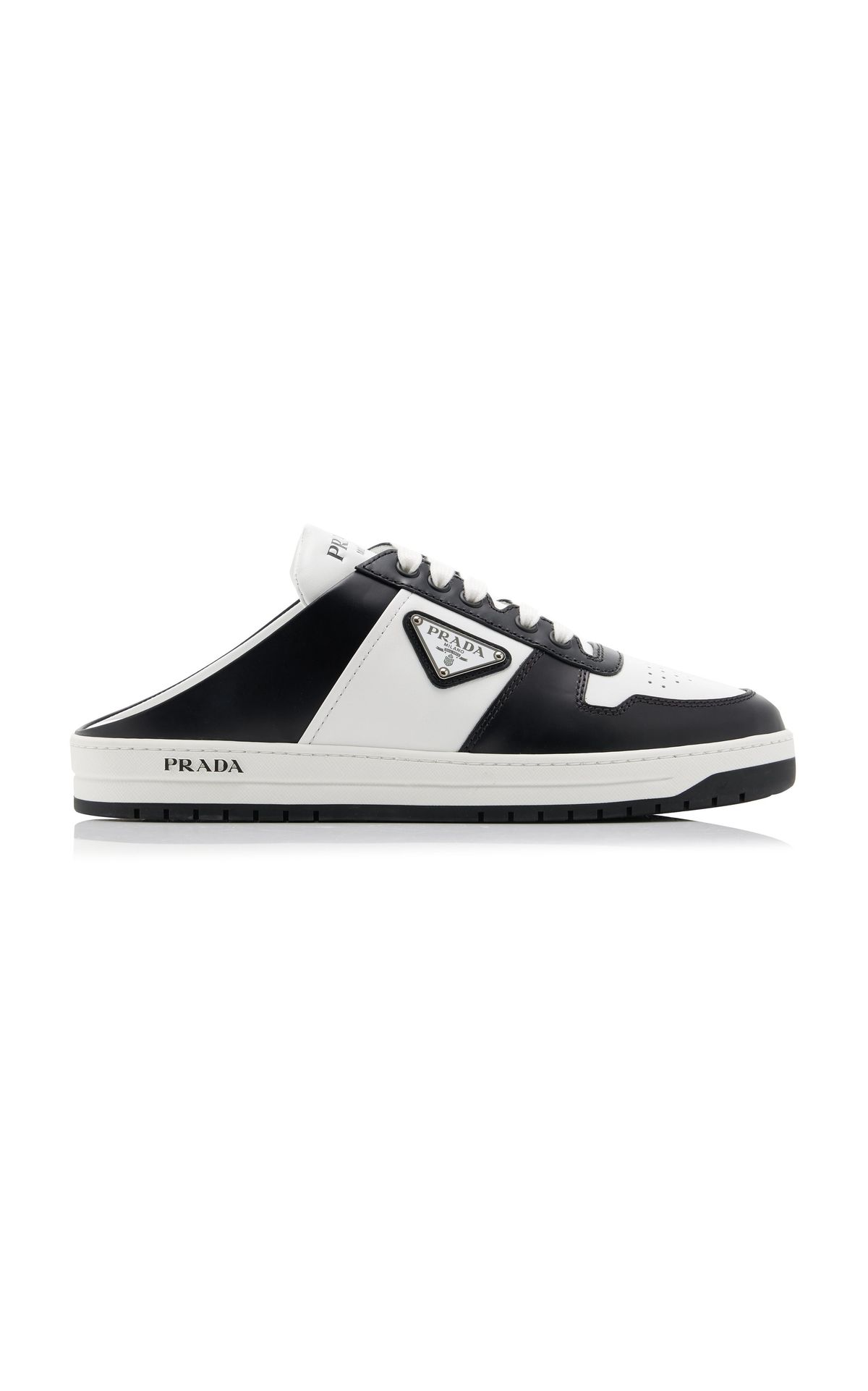prada downtown leather sneaker slide