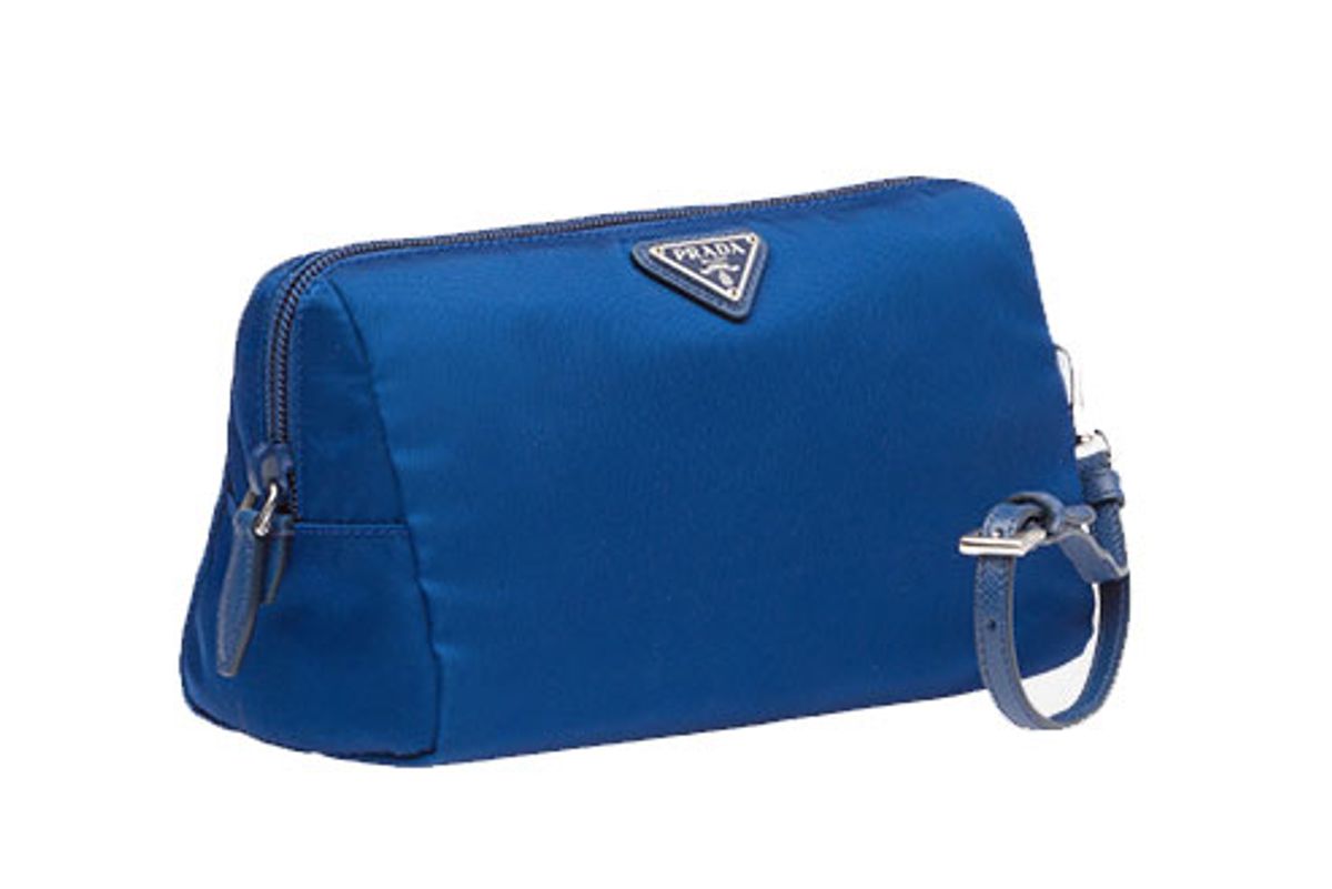 prada fabric cosmetic pouch in blue