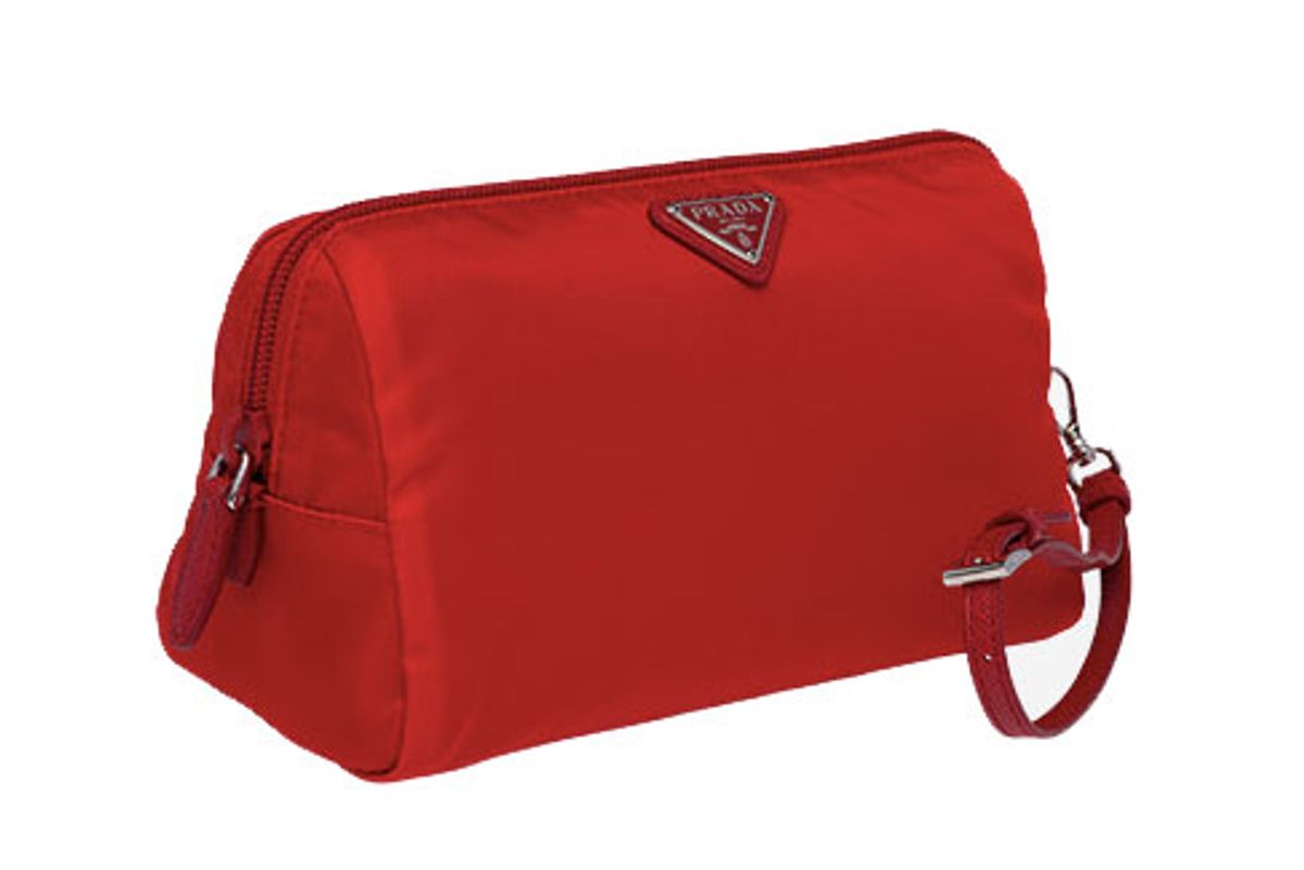prada fabric cosmetic pouch in red