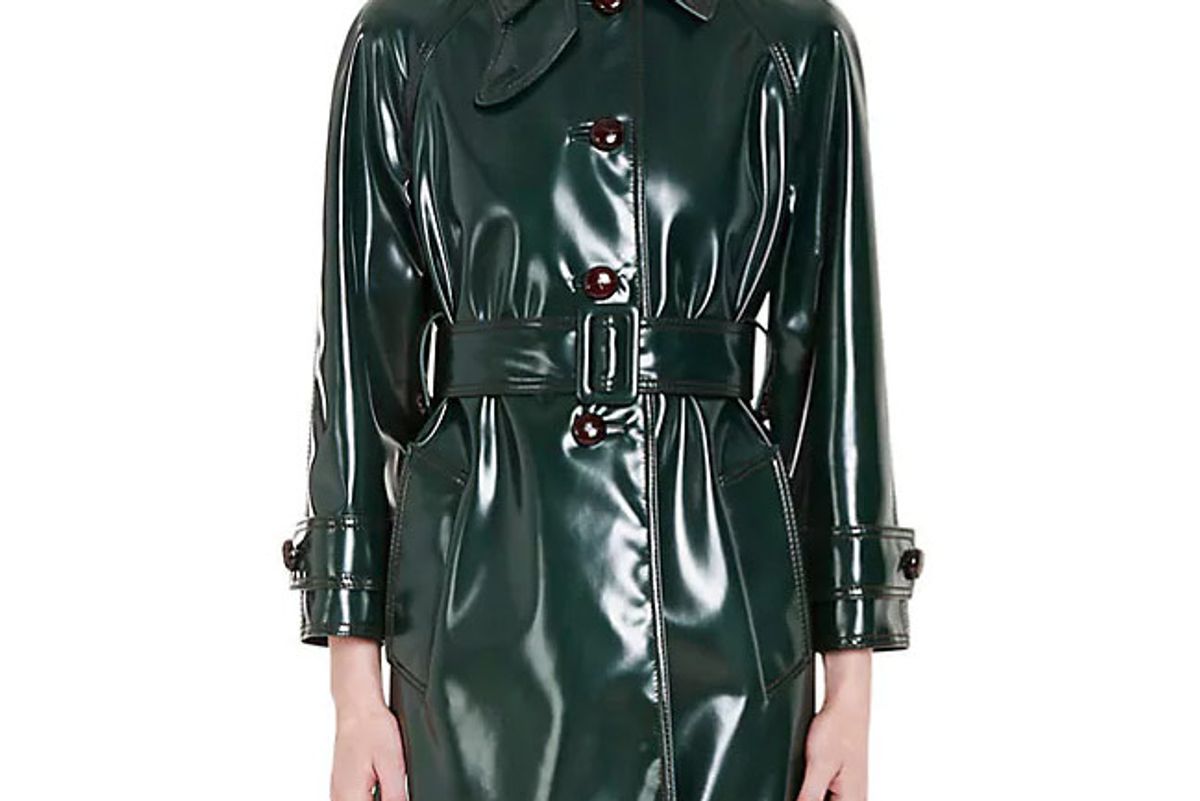 Faux Patent Leather Trench Coat