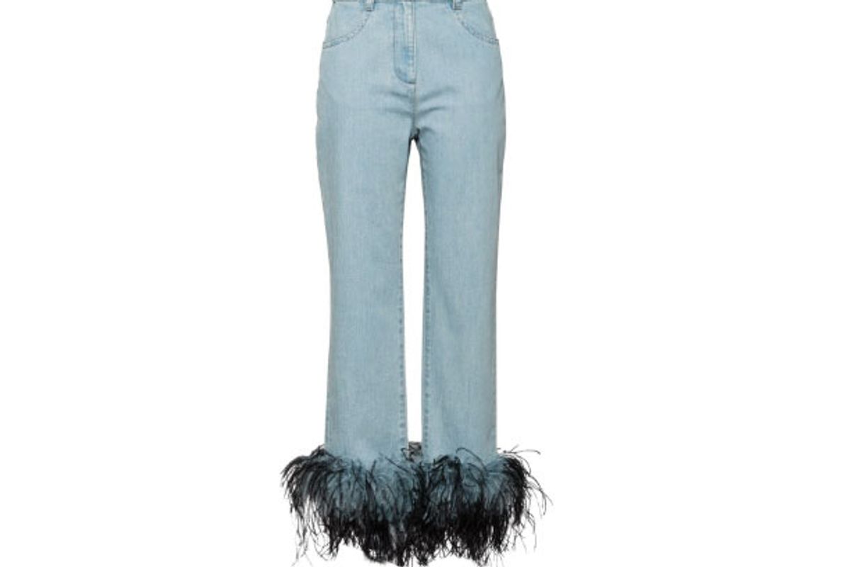 prada feather hem jeans