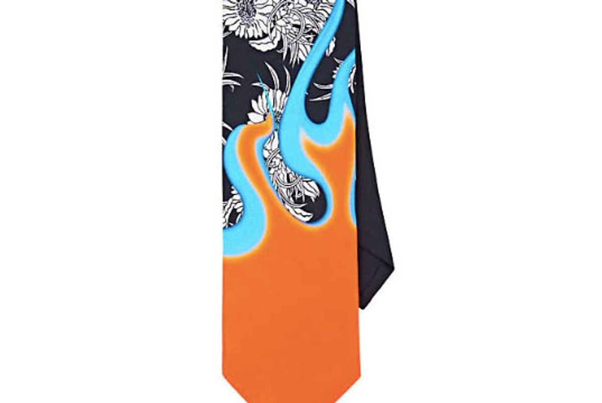 prada floral and flame silk faille necktie