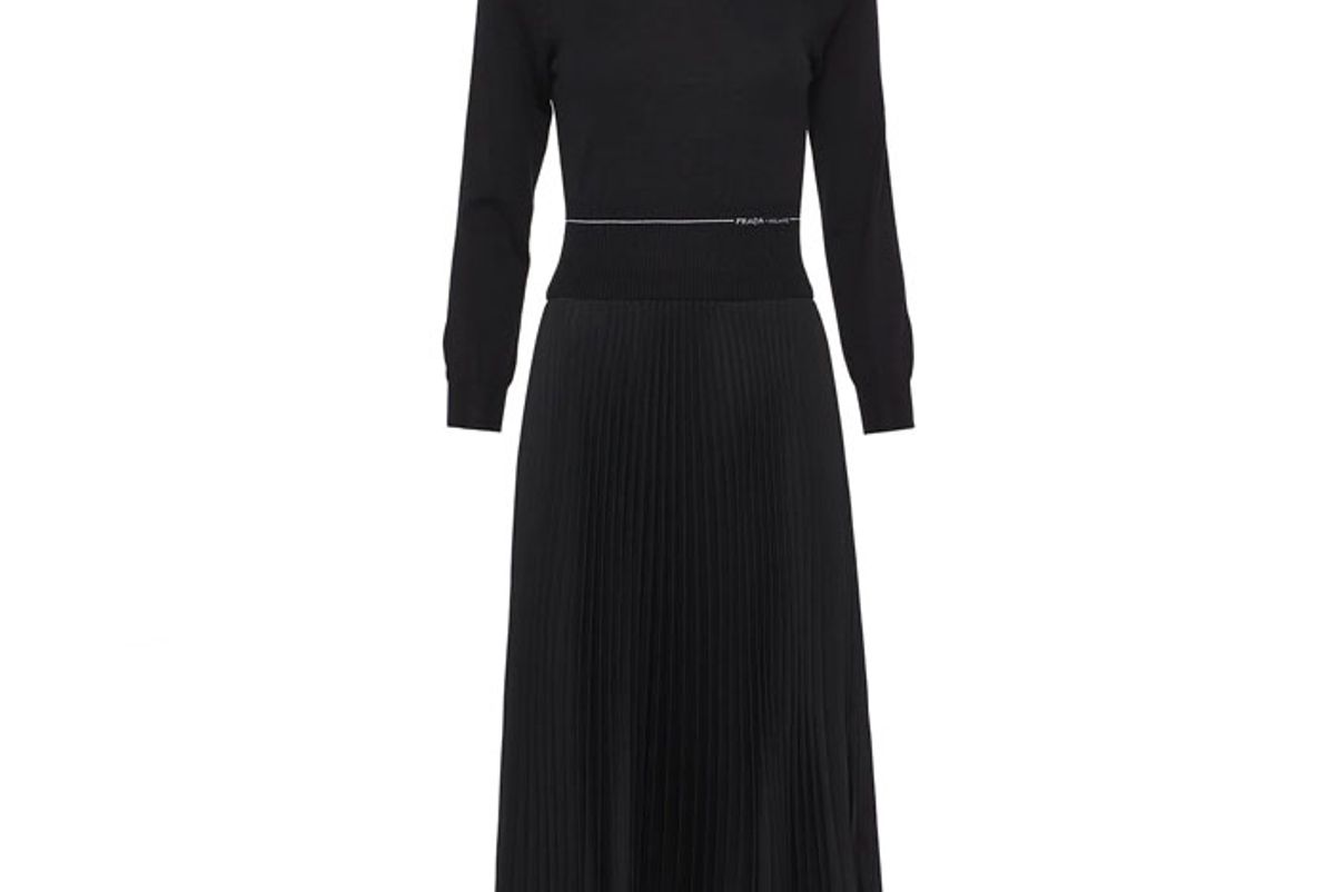 prada funnel neck midi dress