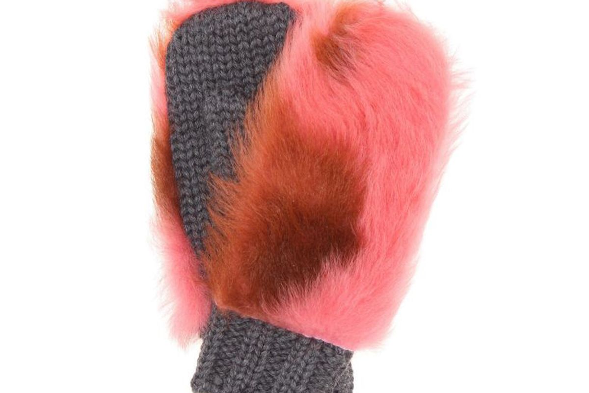 prada fur trimmed wool mittens