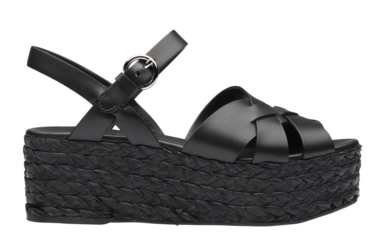 prada leather and raffia sandals