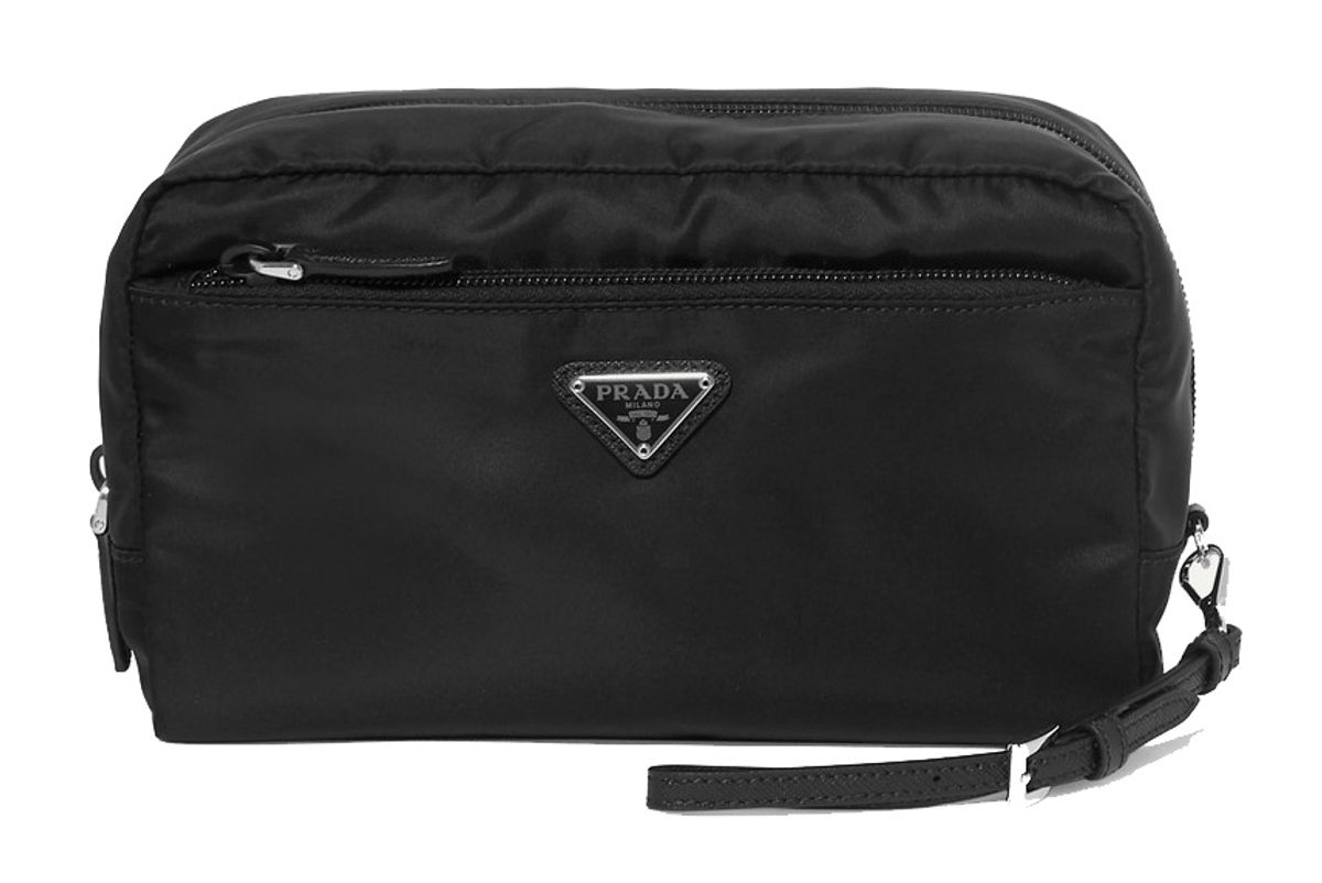 prada leather trimmed shell cosmetics case