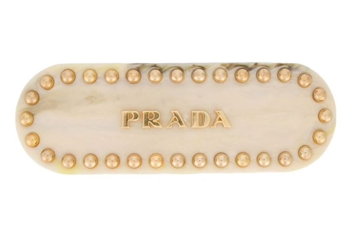 prada logo and studs hair clip