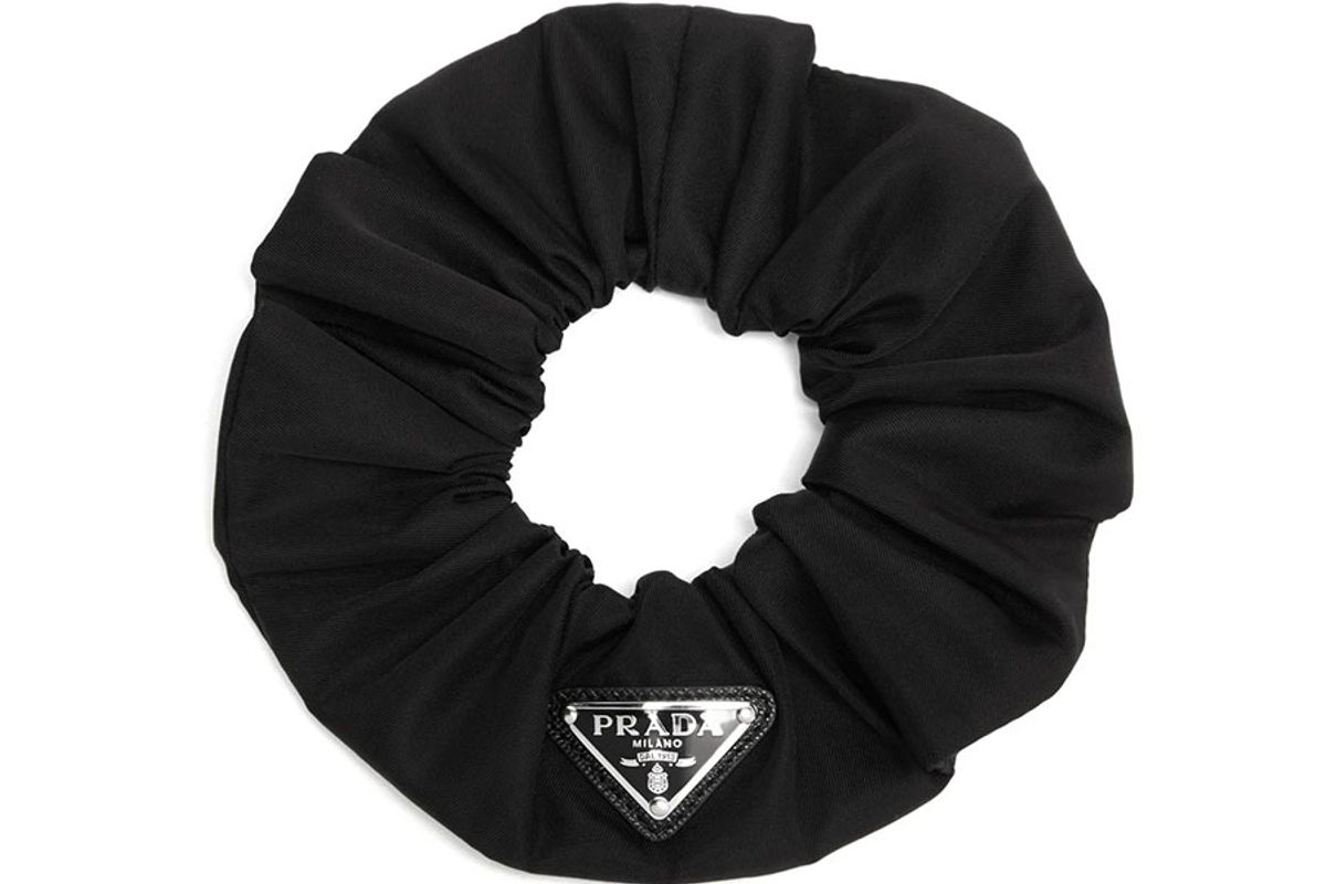 prada logo detailed nylon hair scrunchie