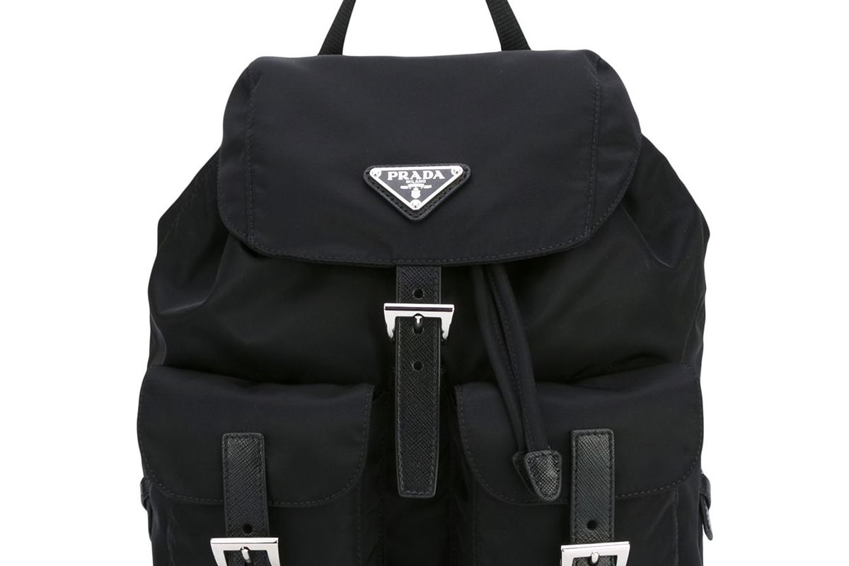 prada logo plaque nylon backpack