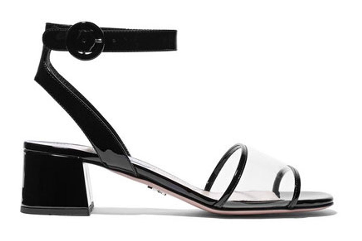 prada patent leather and pvc sandals