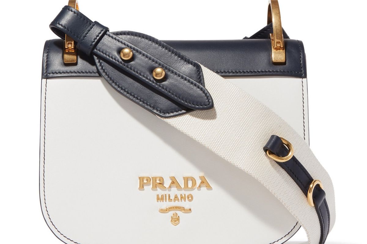 prada pionniere two tone leather shoulder bag