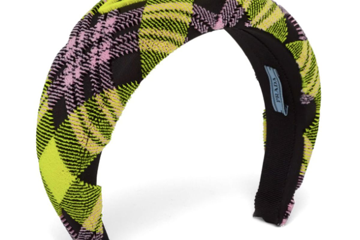 prada plaid logo headband