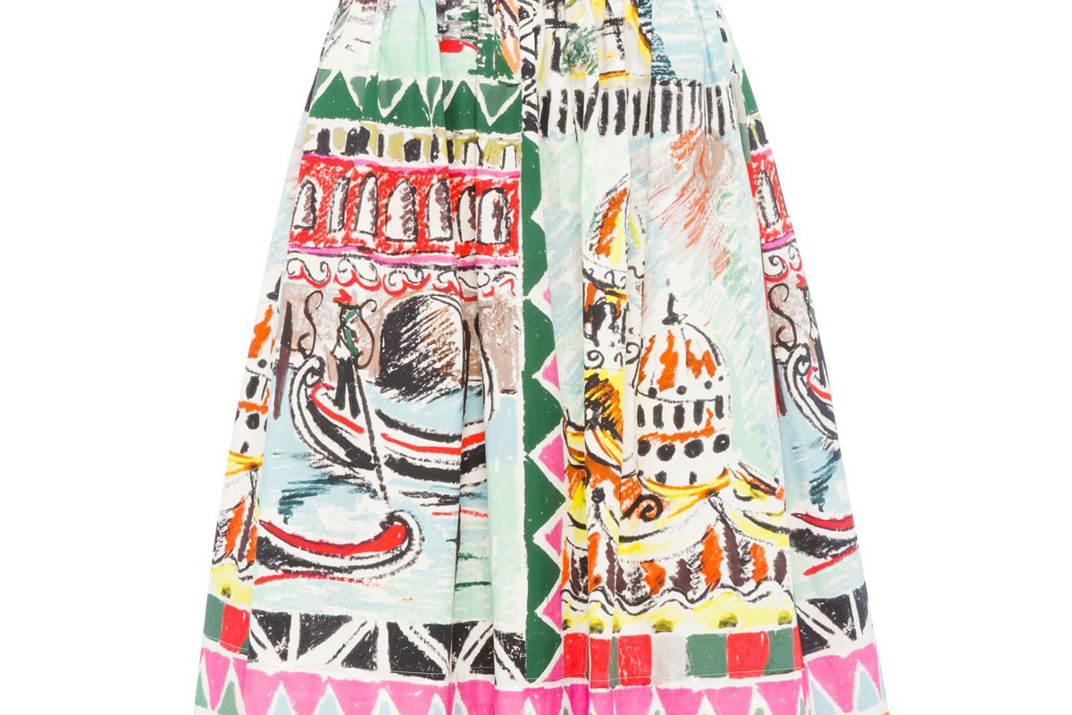 prada printed cotton poplin skirt