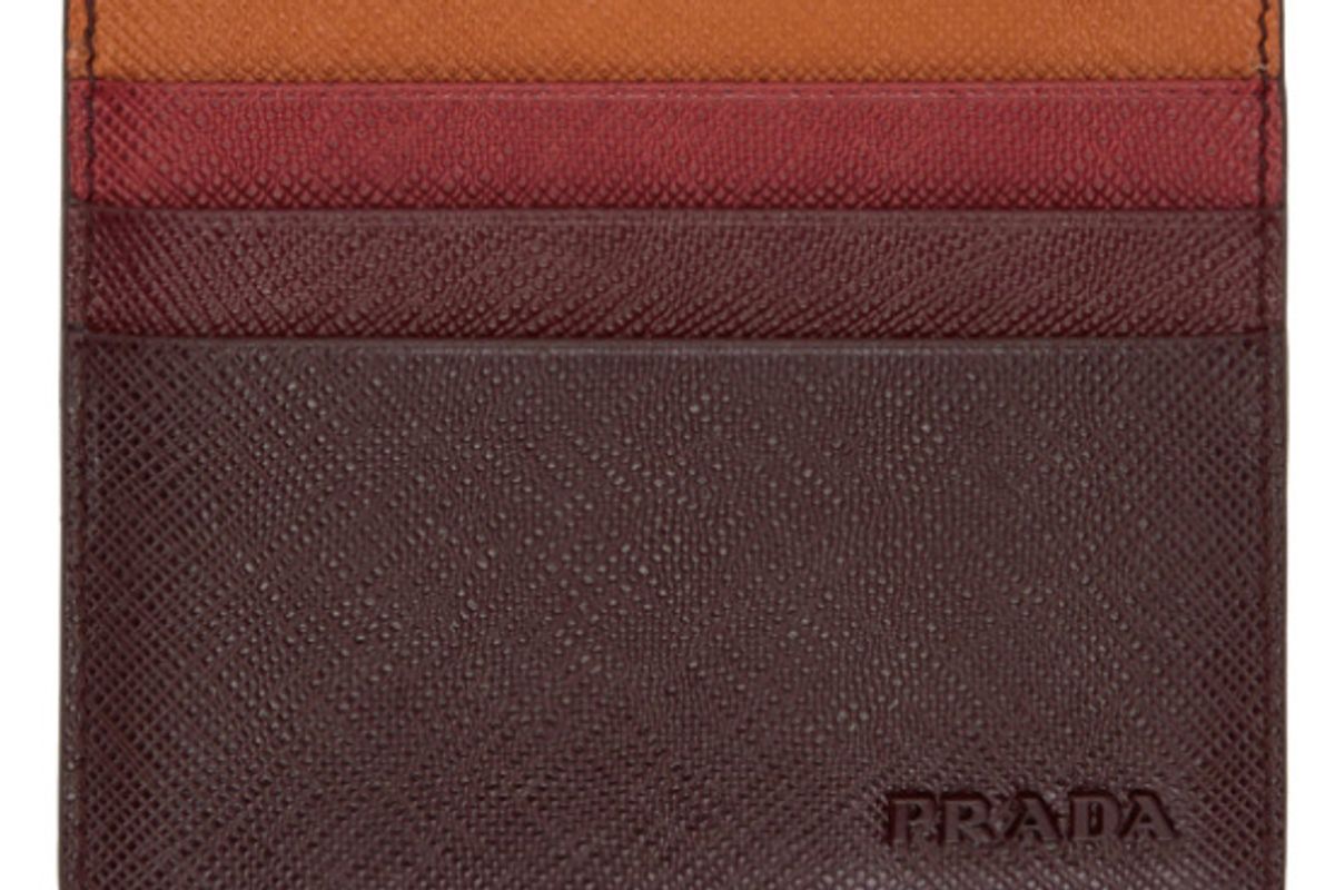 Brown Colorblocked Saffiano Card Holder