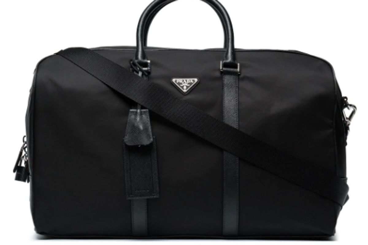 prada triangle logo holdall